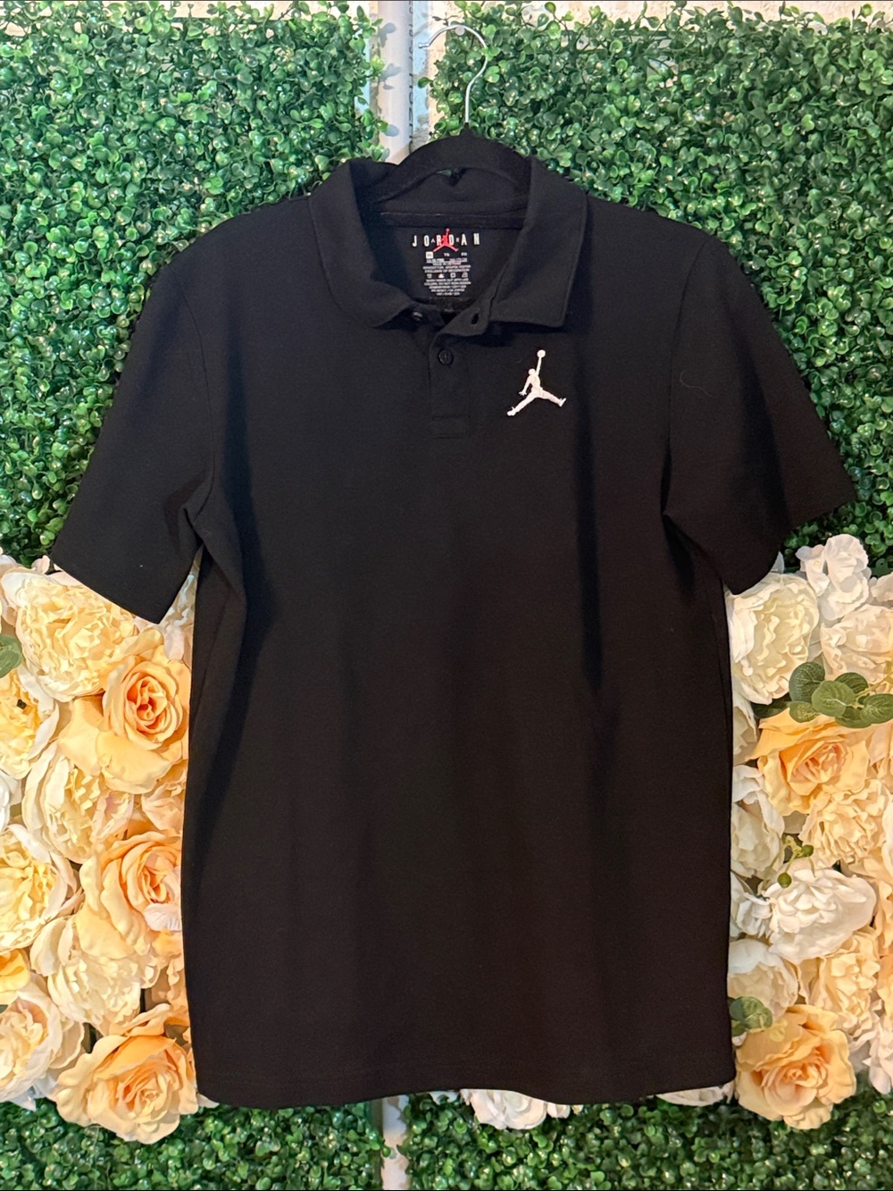 Jordan Men’s Black Polo with White Jumpman Embroidery